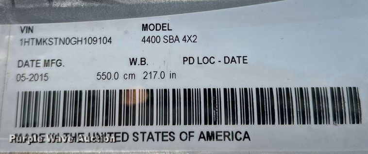 image for item OM9789 2016 International  4400 SBA side curtain box truck