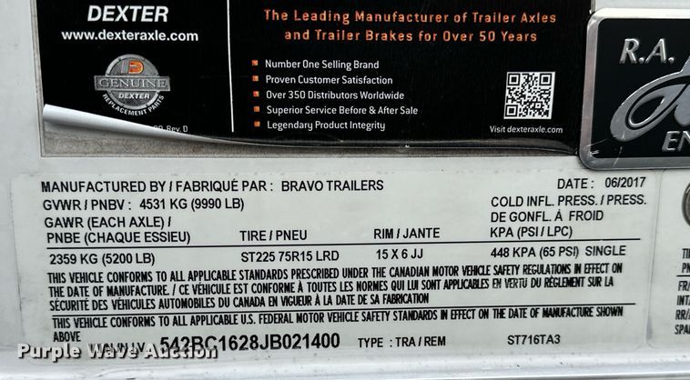 image for item OM9792 2018 Bravo ST716TA3 enclosed cargo trailer