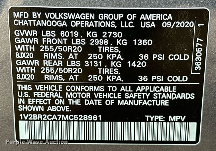 image for item OM9817 2021 Volkswagen  Atlas  SUV