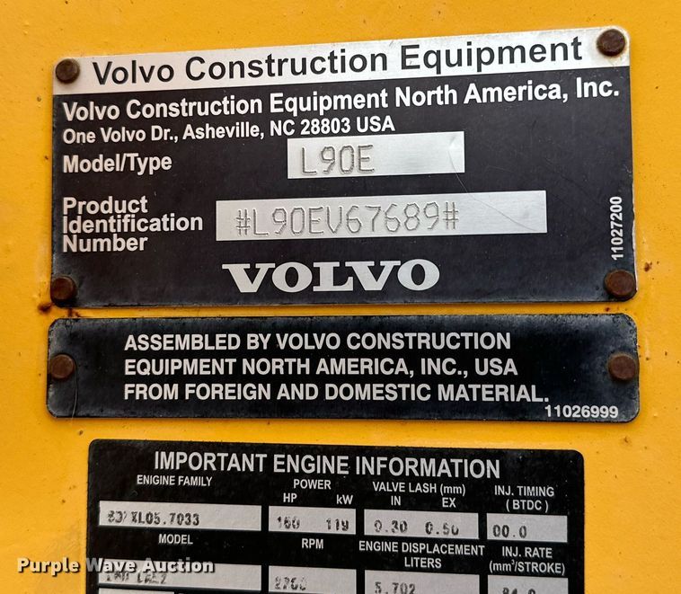 image for item DG4254 2006 Volvo L90E wheel loader