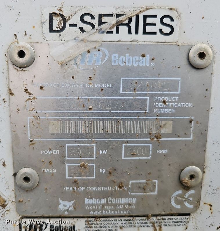image for item DK0535 2003 Bobcat 341D mini excavator