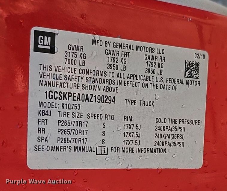 image for item DK0562 2010 Chevrolet Silverado 1500 Ext. Cab pickup truck