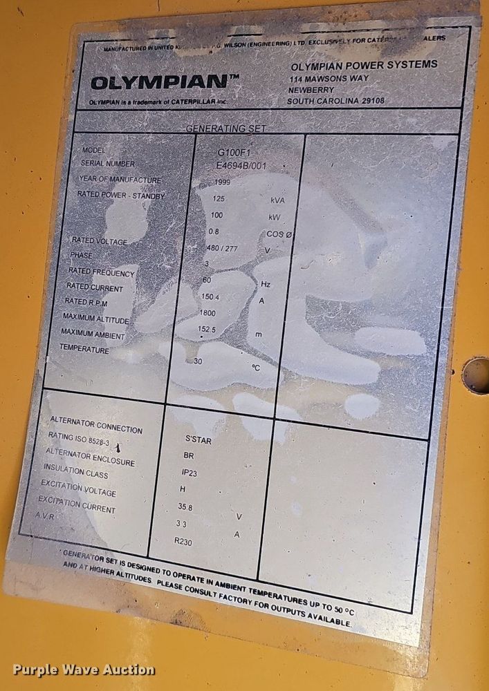 image for item DK0576 1999 Olympian G100F1 generator