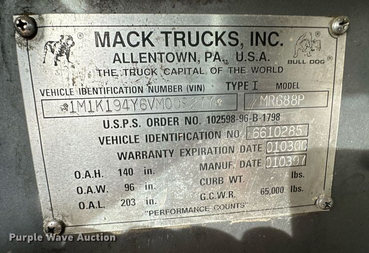 image for item DM2685 1997 Mack MR688P semi truck