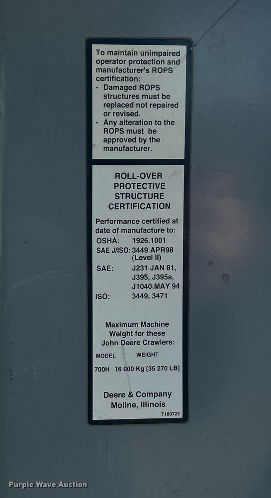 image for item DS0809 2002 John Deere 700H dozer