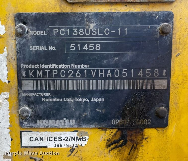 image for item DS5394 2018 Komatsu  PC138USLC-11   excavator
