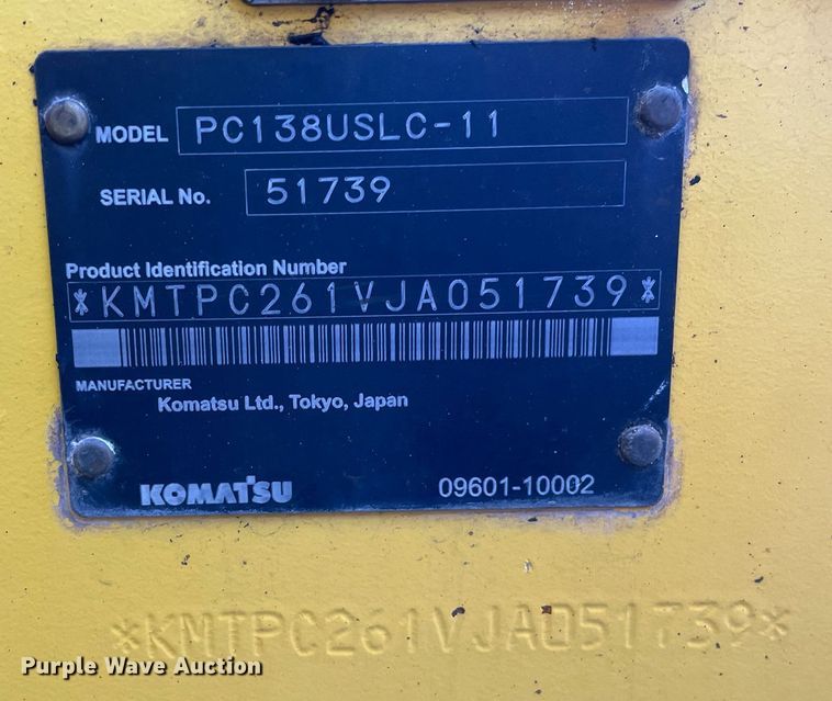 image for item DS5395 2018 Komatsu  PC138USLC-11  excavator