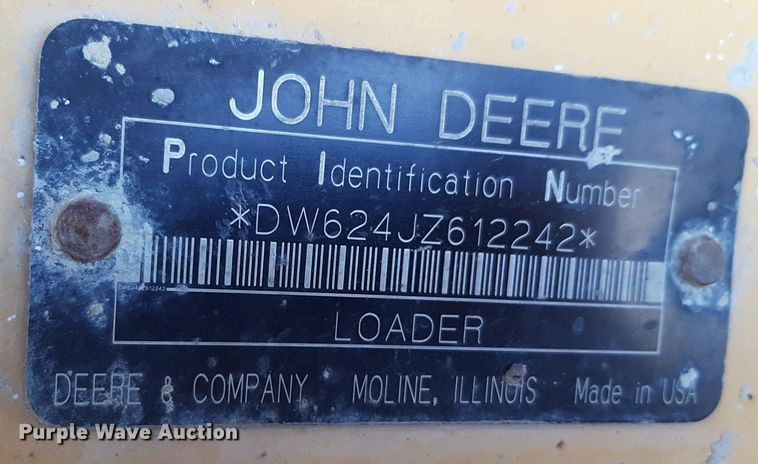 image for item DV9843 2007 John Deere 624J wheel loader