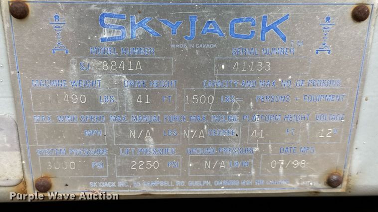 image for item DV9858 Skyjack  SJ8841A scissor lift