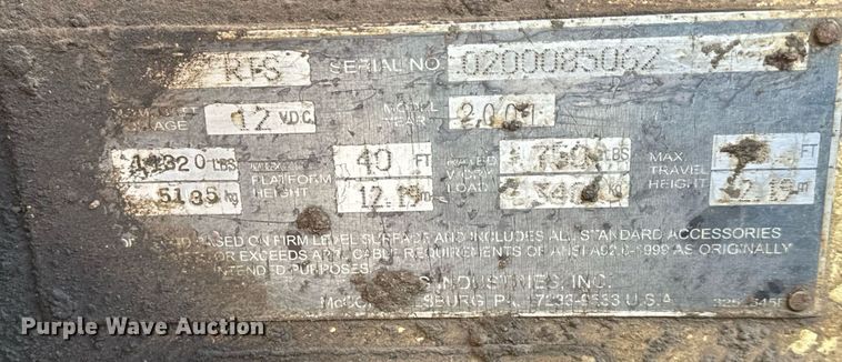 image for item DV9865 2001 JLG 40RTS scissor lift