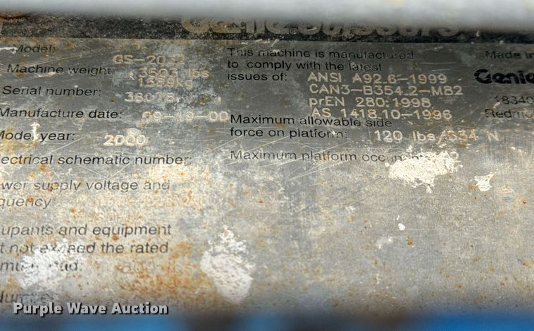 image for item DV9870 Genie GS-2032 scissor lift