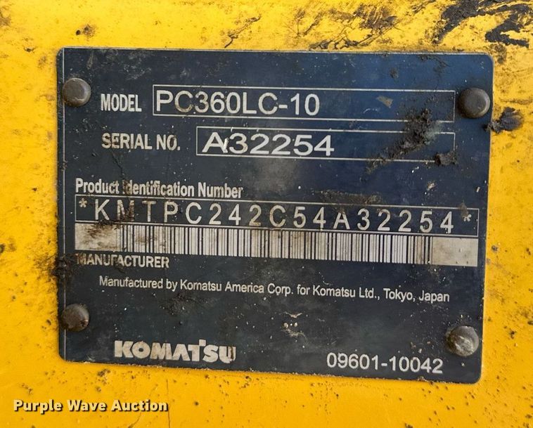 image for item DW2969 2011 Komatsu PC360LC-10 excavator