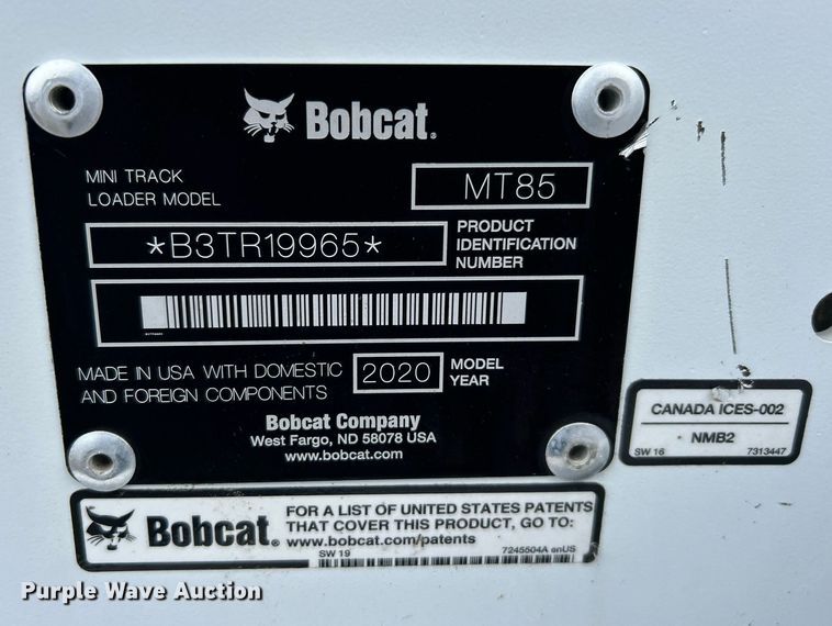 image for item EG1176 2020 Bobcat MT85 compact utility loader