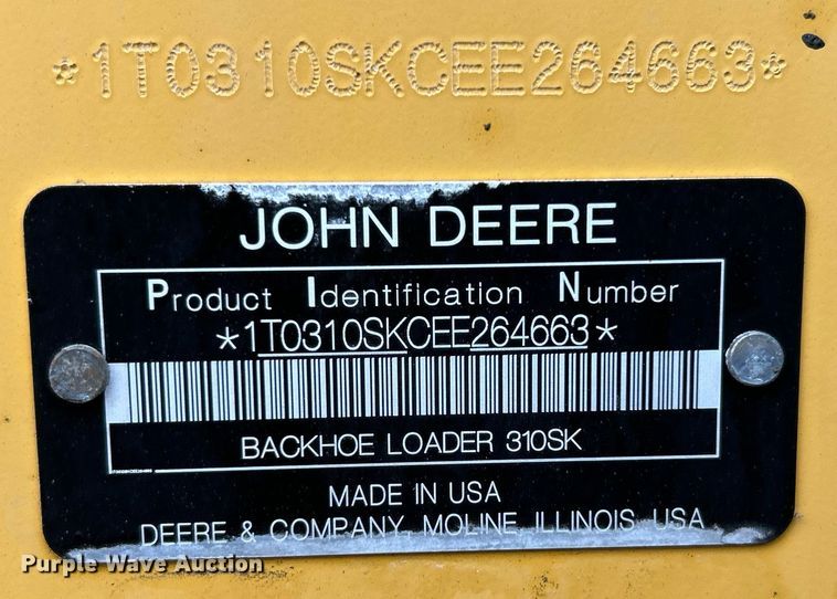 image for item EG1178 2014 John Deere 310SK backhoe