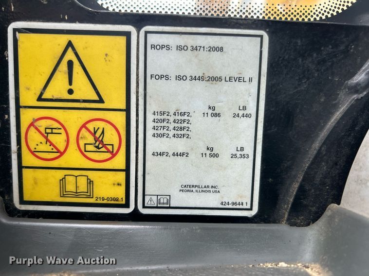 image for item EG1180 2015 Caterpillar  420F2 backhoe