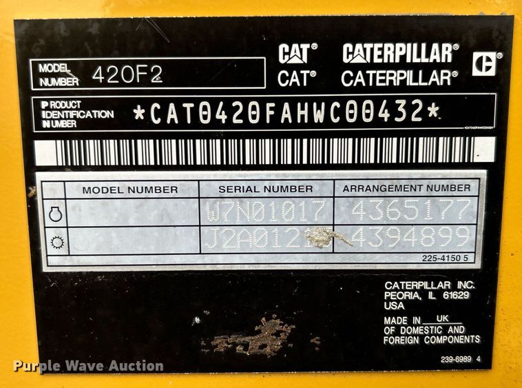 image for item EG1180 2015 Caterpillar  420F2 backhoe