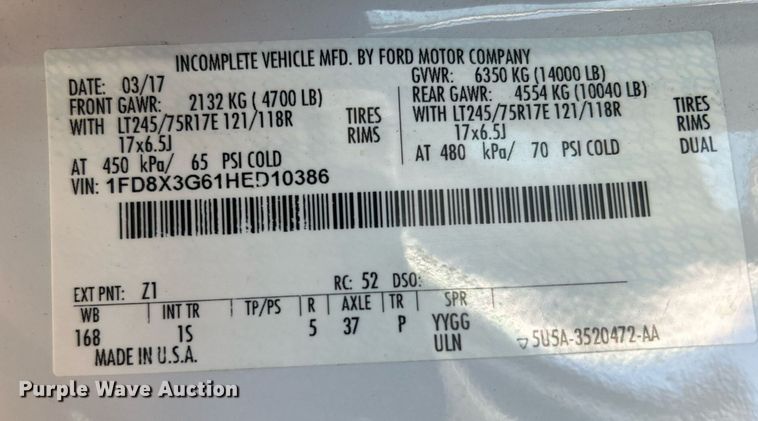 image for item EG1195 2017 Ford F350 Super Duty SuperCab utility bed pickup truck