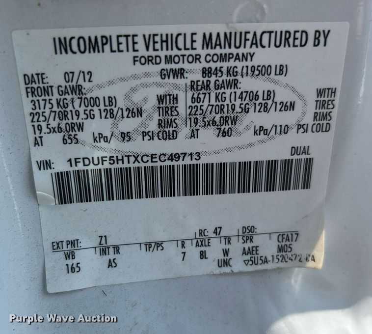 image for item EG1198 2012 Ford F550 Super Duty bucket truck