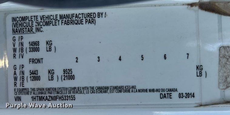image for item EG1212 2015 International  4400 SBA fuel / lube truck