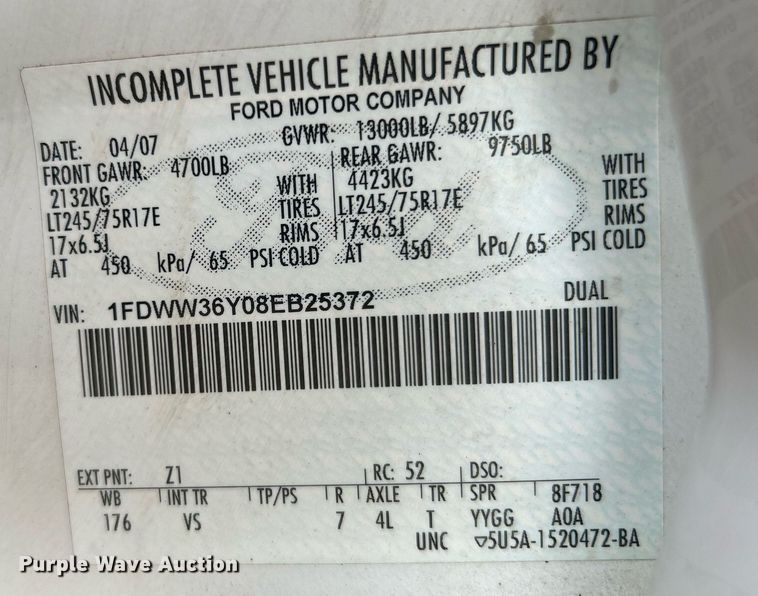 image for item EG1213 2008 Ford F350 Super Duty Crew Cab utility bed pickup truck