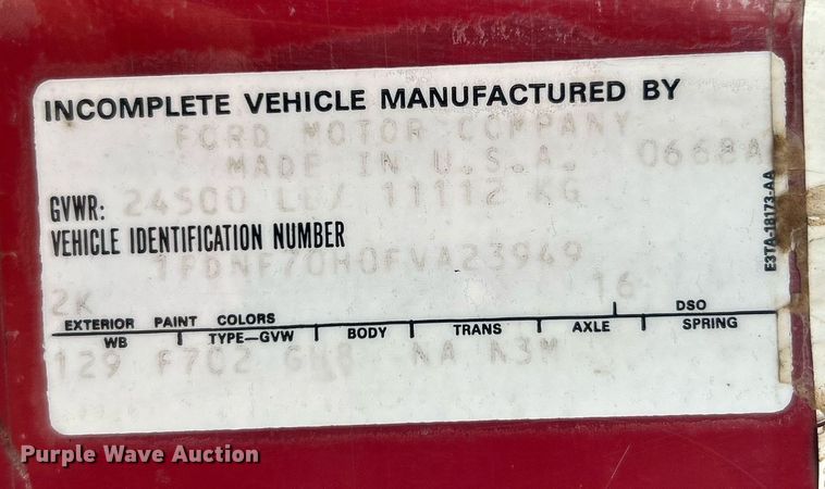 image for item EG1216 1985 Ford F700 dump truck