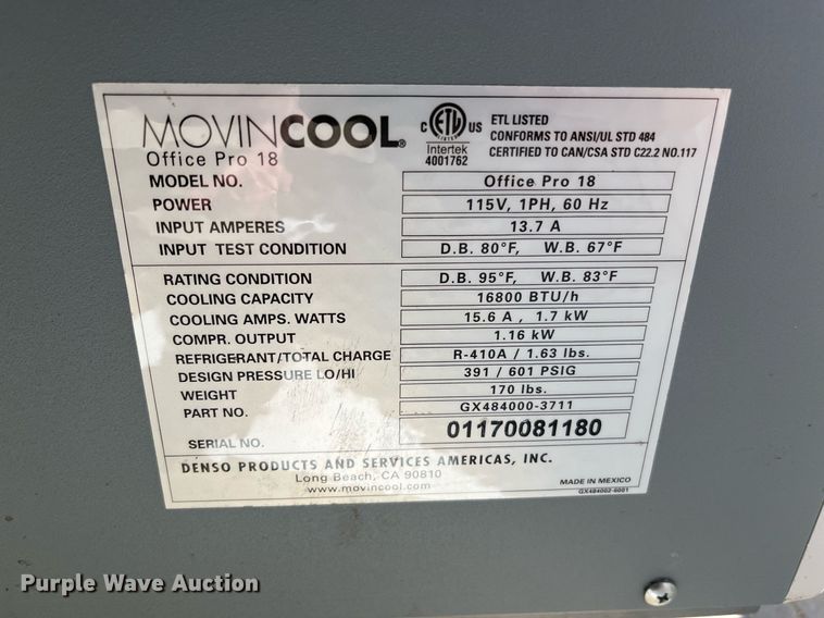 image for item EI0658 Movin Cool Office Pro 18 AC unit