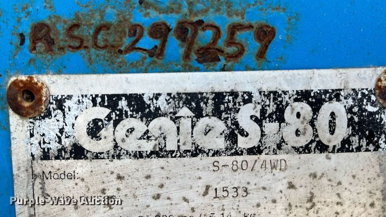 image for item EI0664 1999 Genie S-80 boom lift