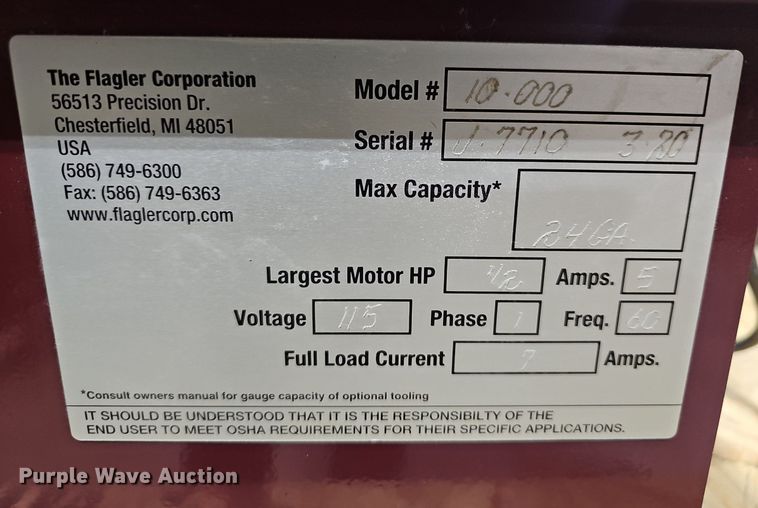 image for item EJ5897 Flager 10-000 roll former 
