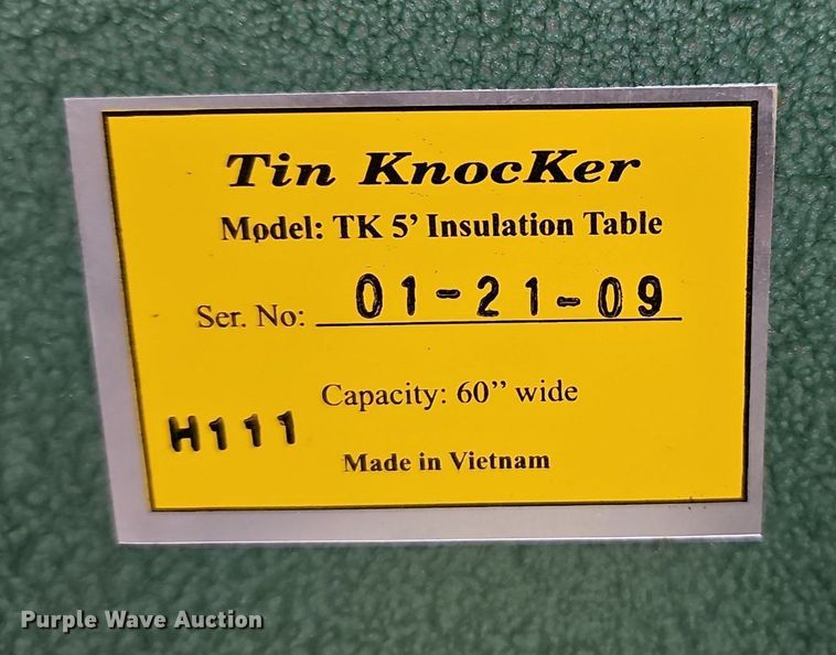 image for item EJ5898 Tin Knocker TK 5' Insulation Table 