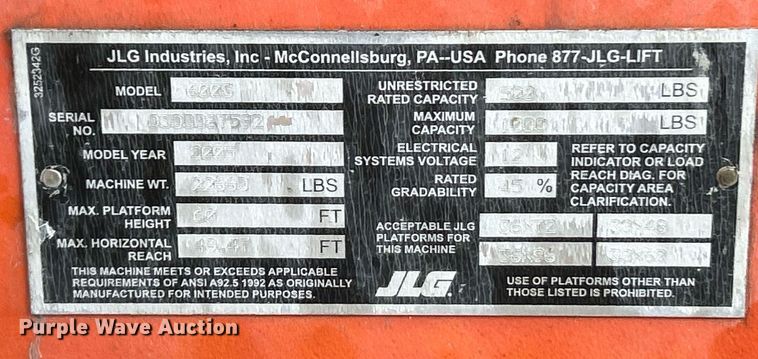 image for item EK4093 2005 JLG 600S boom lift