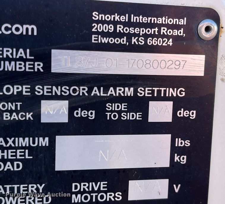 image for item JS9990 2017 Snorkel TL37J boom lift