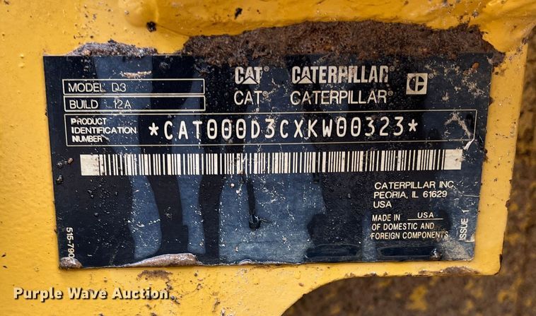 image for item JT9013 2021 Caterpillar  D3 dozer