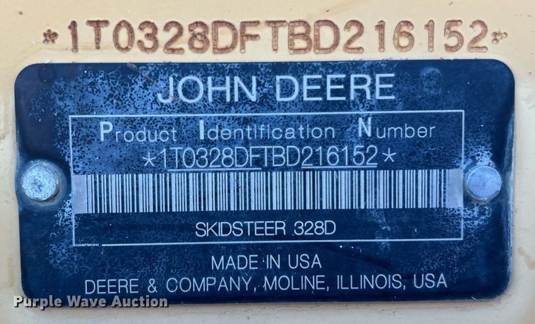 image for item KV9869 2012 John Deere 328D skid steer loader