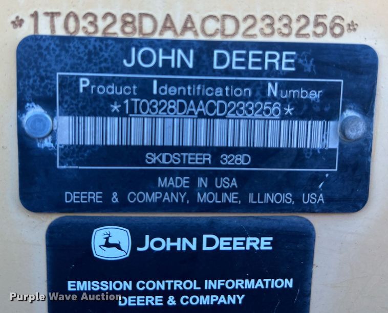 image for item KV9870 2012 John Deere 328D skid steer loader