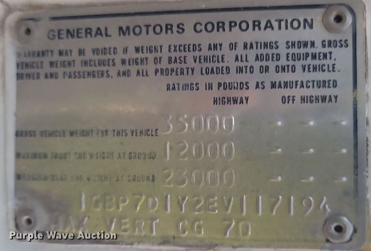 image for item LA9699 1984 Chevrolet  Kodiak 70 sewer jetter truck