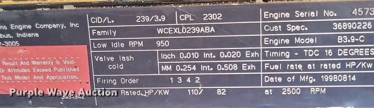 image for item LA9700 1999 Ingersoll Rand  P375WCU air compressor