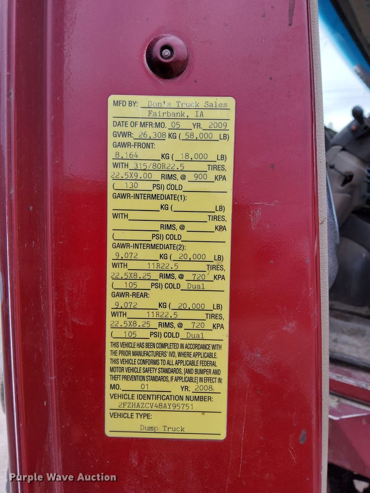 image for item LC9821 2008 Sterling L-Line dump truck