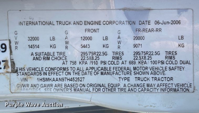 image for item LV9984 2007 International 4400 dump truck