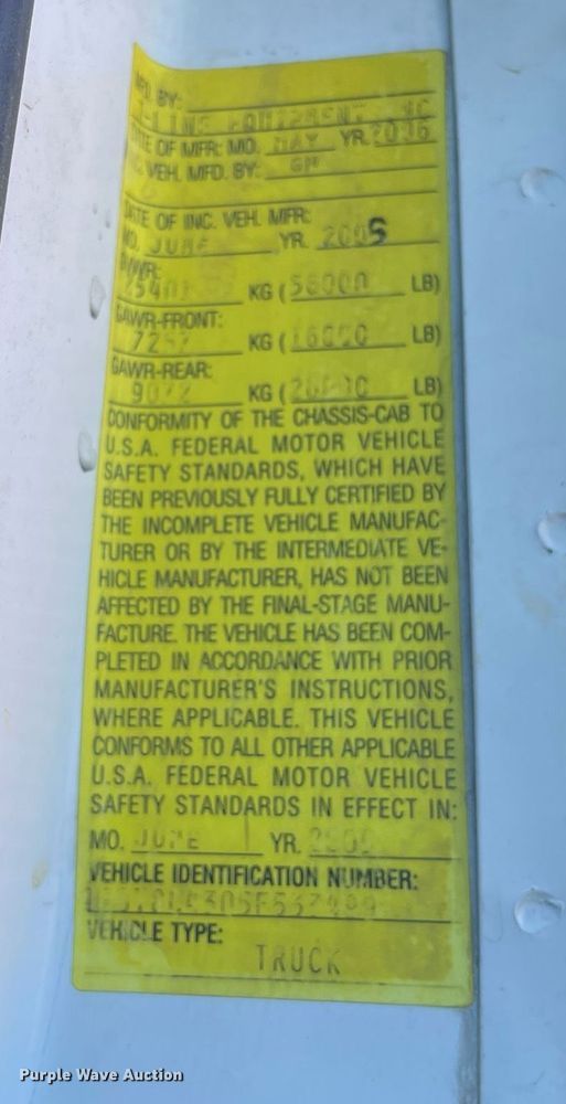 image for item LV9986 2005 Chevrolet  C8500 flatbed truck