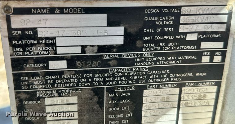 image for item NI9751 1995 International 4900 digger derrick truck