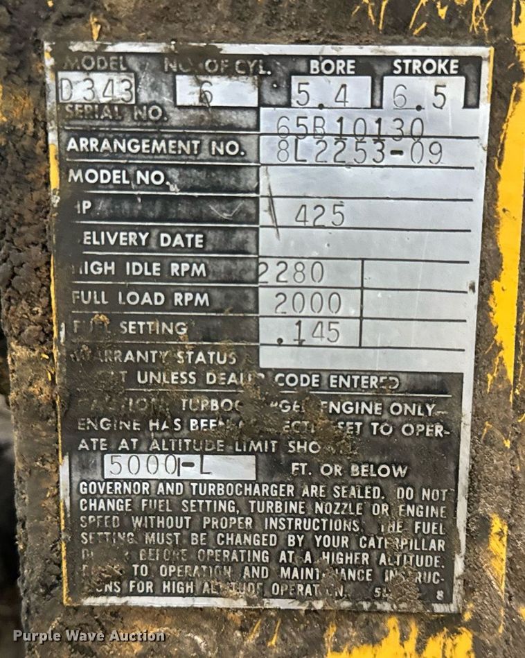 image for item NM9285 Caterpillar D343 engine