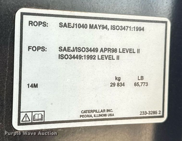 image for item NM9286 2014 Caterpillar 14M motor grader