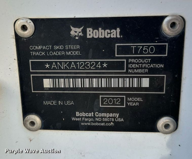 image for item NN9496 2012 Bobcat T750 tracked skid steer loader
