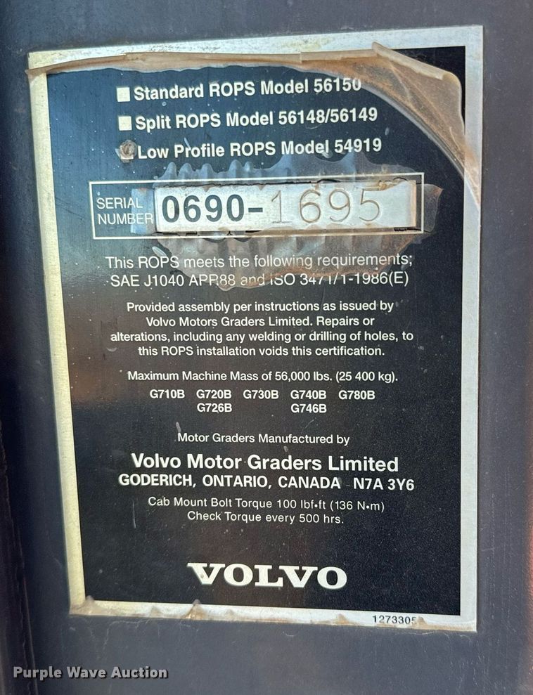 image for item NU9332 2004 Volvo  G726B motor grader