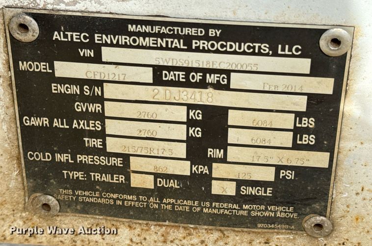 image for item OJ9476 2014 Altec CFD1217 wood chipper