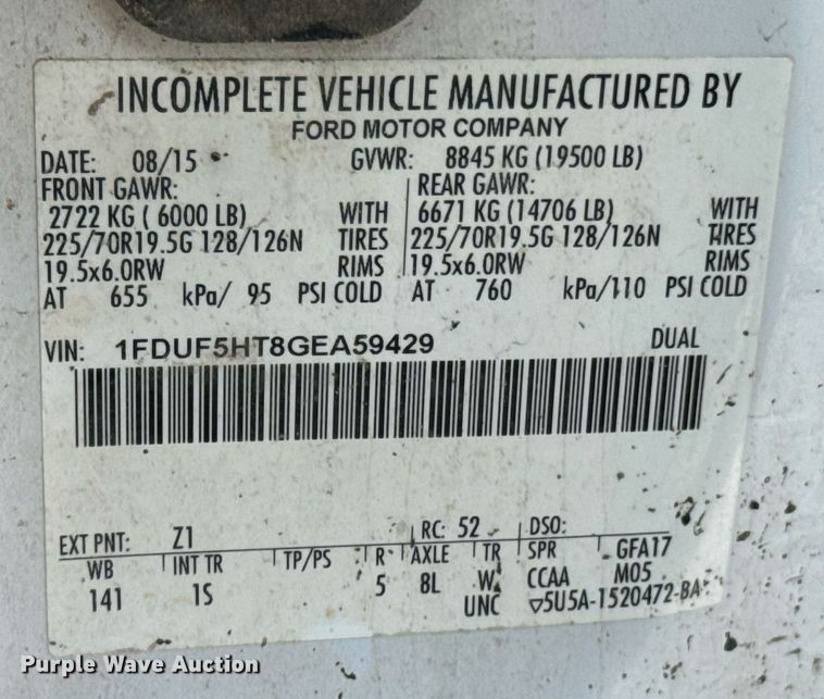 image for item OJ9481 2016 Ford F550 Super Duty     bucket truck