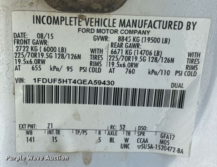 image for item OJ9485 2016 Ford   F550 Super Duty   bucket truck