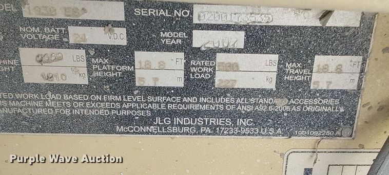 image for item OJ9727 2007 JLG 1930ES scissor lift