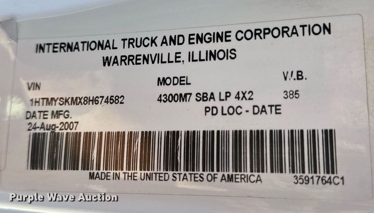 image for item OM9786 2008 International  4300M7 SBA dump truck