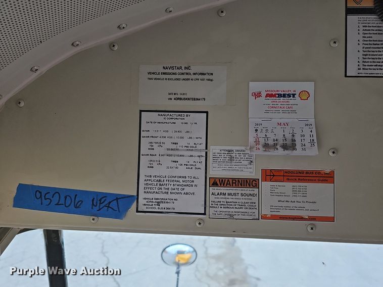 image for item DK0547 2014 IC Corporation PB10500 school bus